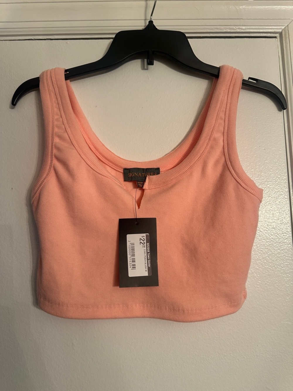 Signature Peach Scoop Neck Crop Tank